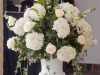 Urn with White Roses, Lush Greenery, and Hydrangea