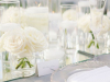 Close Up of Feasting Table with All-White Flowers, Candles, and Mirror Runner