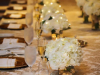 End of Head Table with Several Small Hydrangea Cubes with Fairy Lights