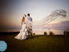 bride and groom at sunset, powel crosely estate