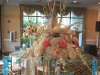 Elevated Guest Table Centerpiece in Peach Coral Cream Manzanita with Trailing Amaranthus