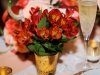 Red Alstroemerie or Peruvian Lilies in Gold Vases on Head Table