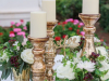 3 Gold Pedestal Candle Holders with 3 Arrangements