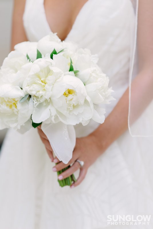 Stunning Close-up of All-White Peonies Bridal Bouquet