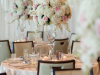 Elevated Arrangements of  Pink and White Roses with White Hydrangea