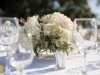 Table Centerpiece Bowl with White Hydrangea and Wedding Whisper Garden Roses and Seeded Eucalyptus