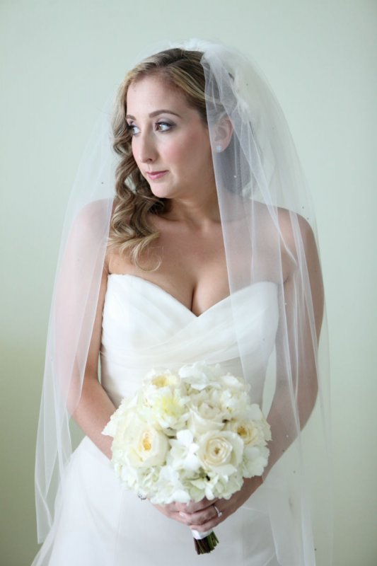 Bride with White Peonies Bridal Bouquet