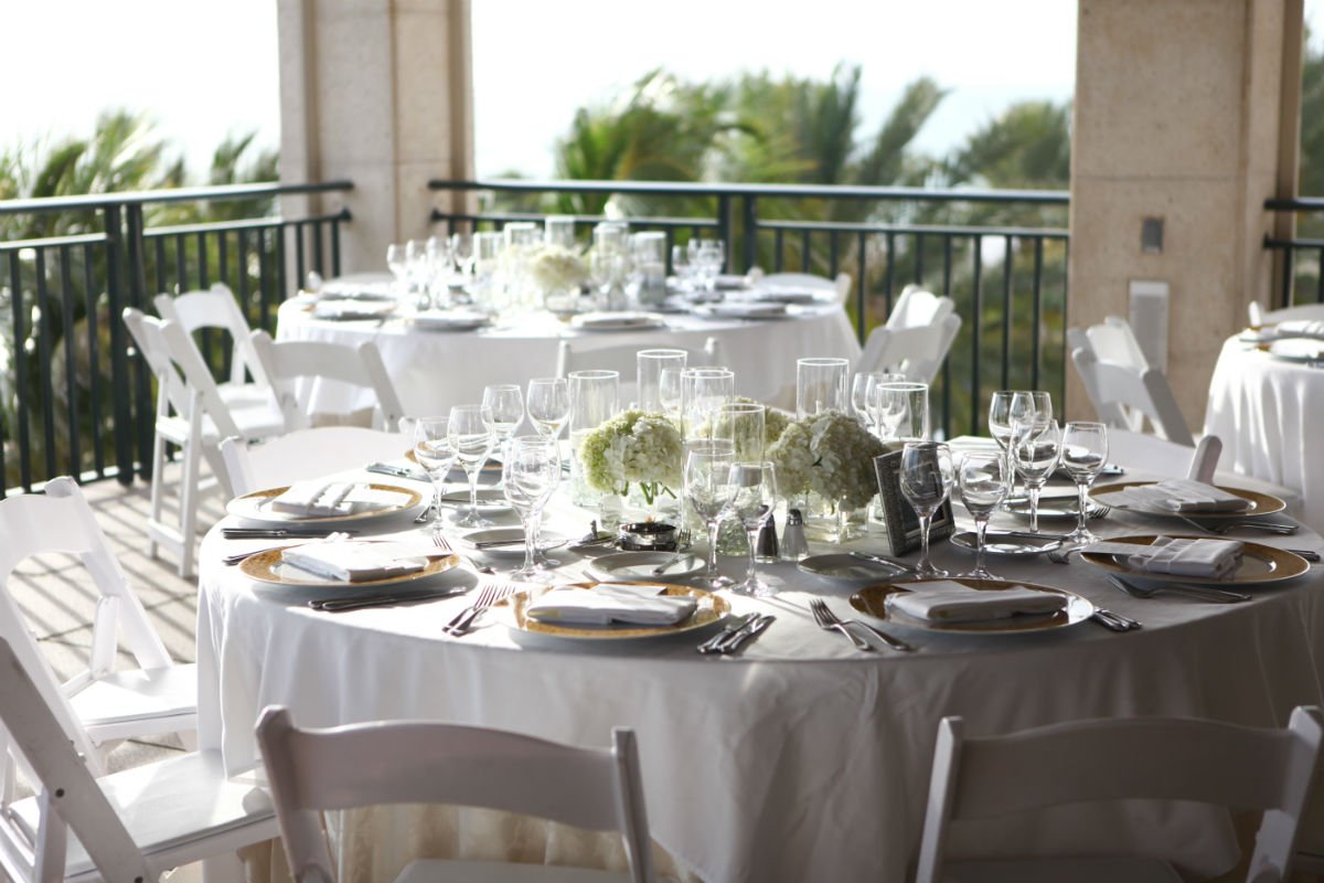 Hydrangea table setting, glass votives