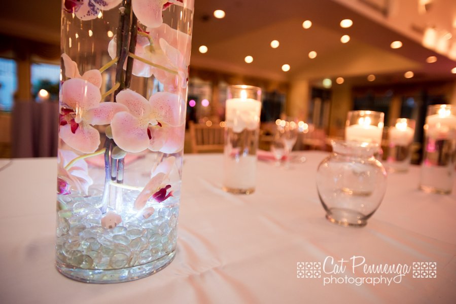 Tall Cylinders with Submerged Orchids Centerpiece