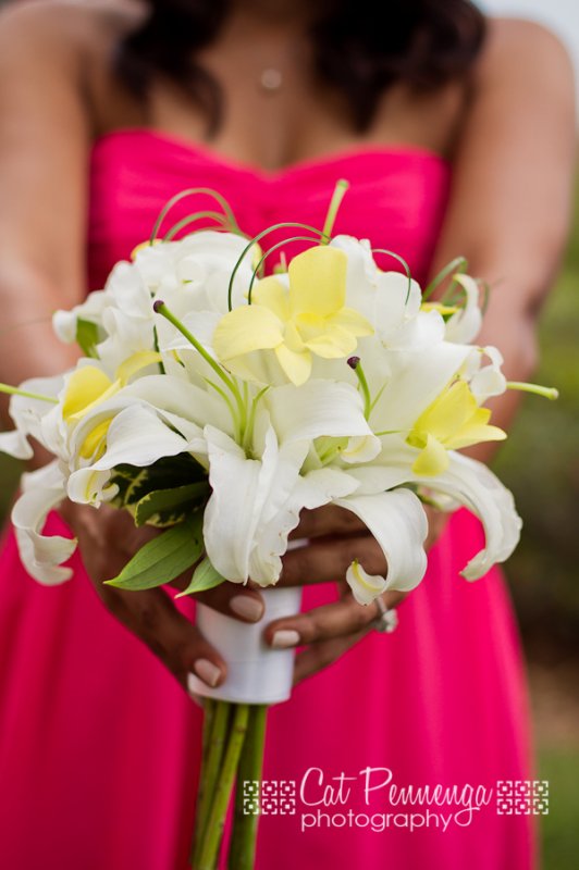 Bridesmaids' Bouquets with Lilies and Orchids