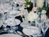 Low table centerpiece in pink and white