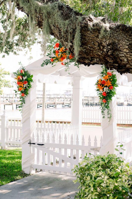 Close-Up of Gazebo with 3 Colorful Floral Sprays