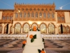 Wedding Cake with Cutie Oranges, Greens, and Stephanotis