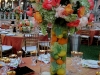 Ringling Museum Courtyard wedding with centepieces in coral and green