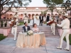 Sweetheart Table with Band in Courtyard