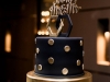 Wedding Cake in Black and gold with Mr. and Mr. Sign