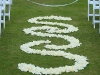 Gorgeous white rose petal design on lawn